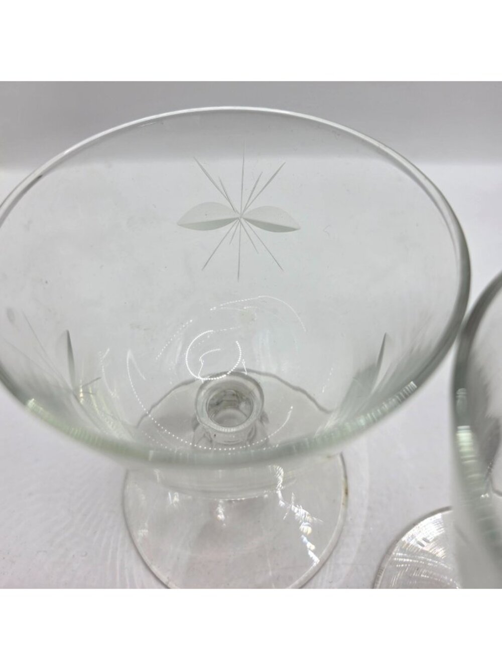 Vtg Libbey Starglow Champagne Sherbet Etched Coup Glasses Set Of 3 Ornate Stems - Picture 3 of 9